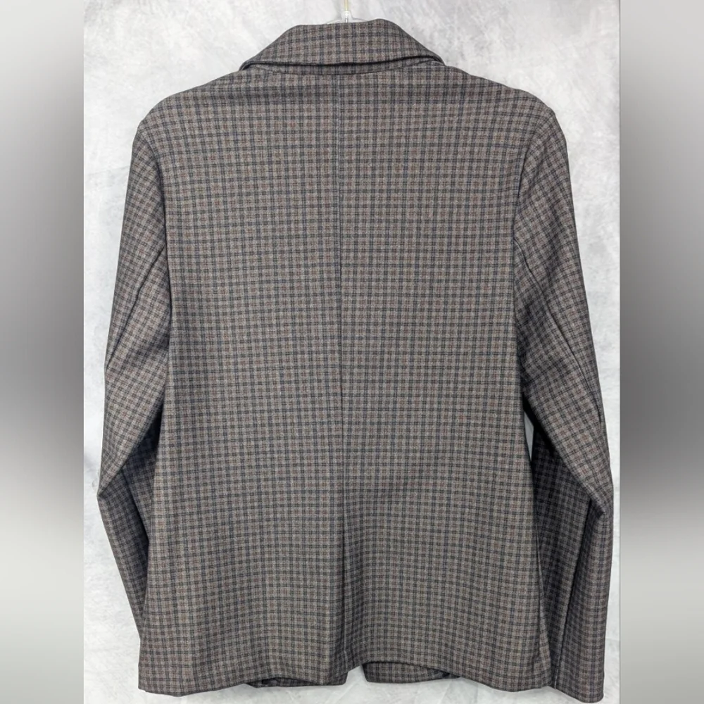 Nanette Lepore Size Medium Brown Plaid Stretch Blazer